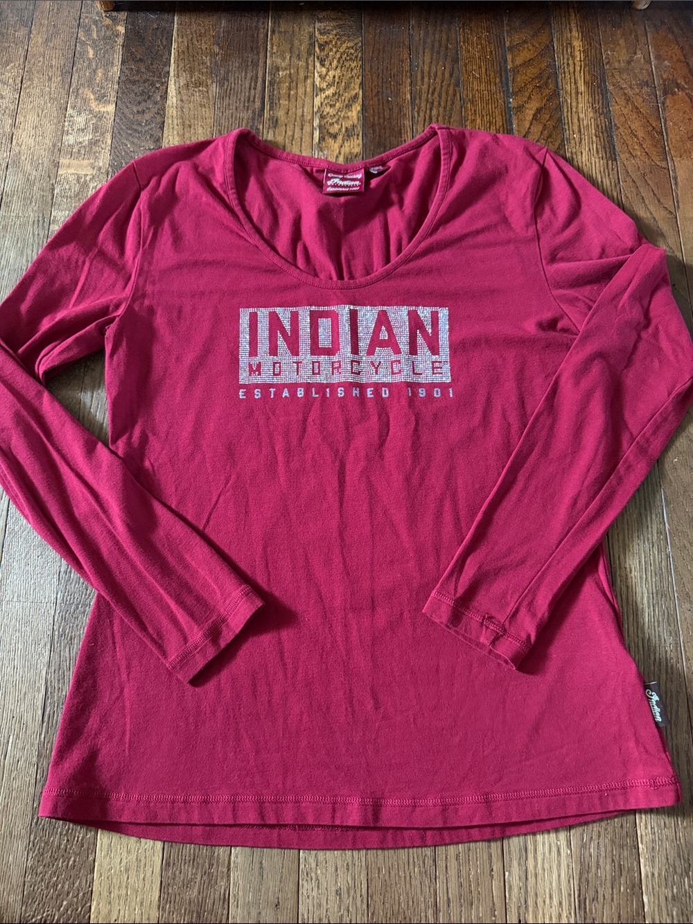 Indian Motorcycle Women's Long Sleeve V-Neck Tee - Crimson